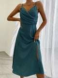 V-neck Slit Sling Dress Summer Fashion Sexy Slim Suspender Dresses For Women Clothing Lady T Fashions