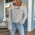 Womens Cold Shoulder Top Cut Out Long Sleeve Basic T Shirts Casual Blouse Tshirts Lady T Fashions