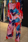 Indian Casual Round Neck Printed Satin Suit Lady T Fashions