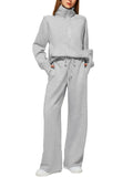 Solid Color Long-sleeved Sweater Trousers Suit Women's Suit Lady T Fashions