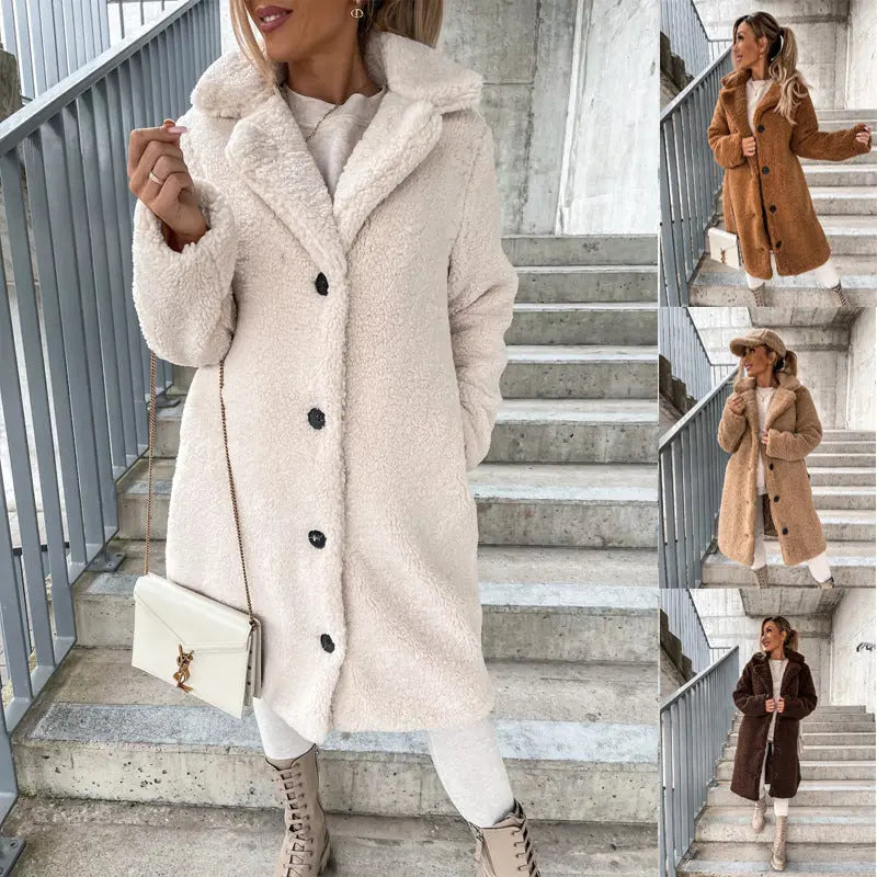 Women's Long-sleeved Lapel Plush Jacket Top Lady T Fashions
