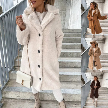 Women's Long-sleeved Lapel Plush Jacket Top Lady T Fashions