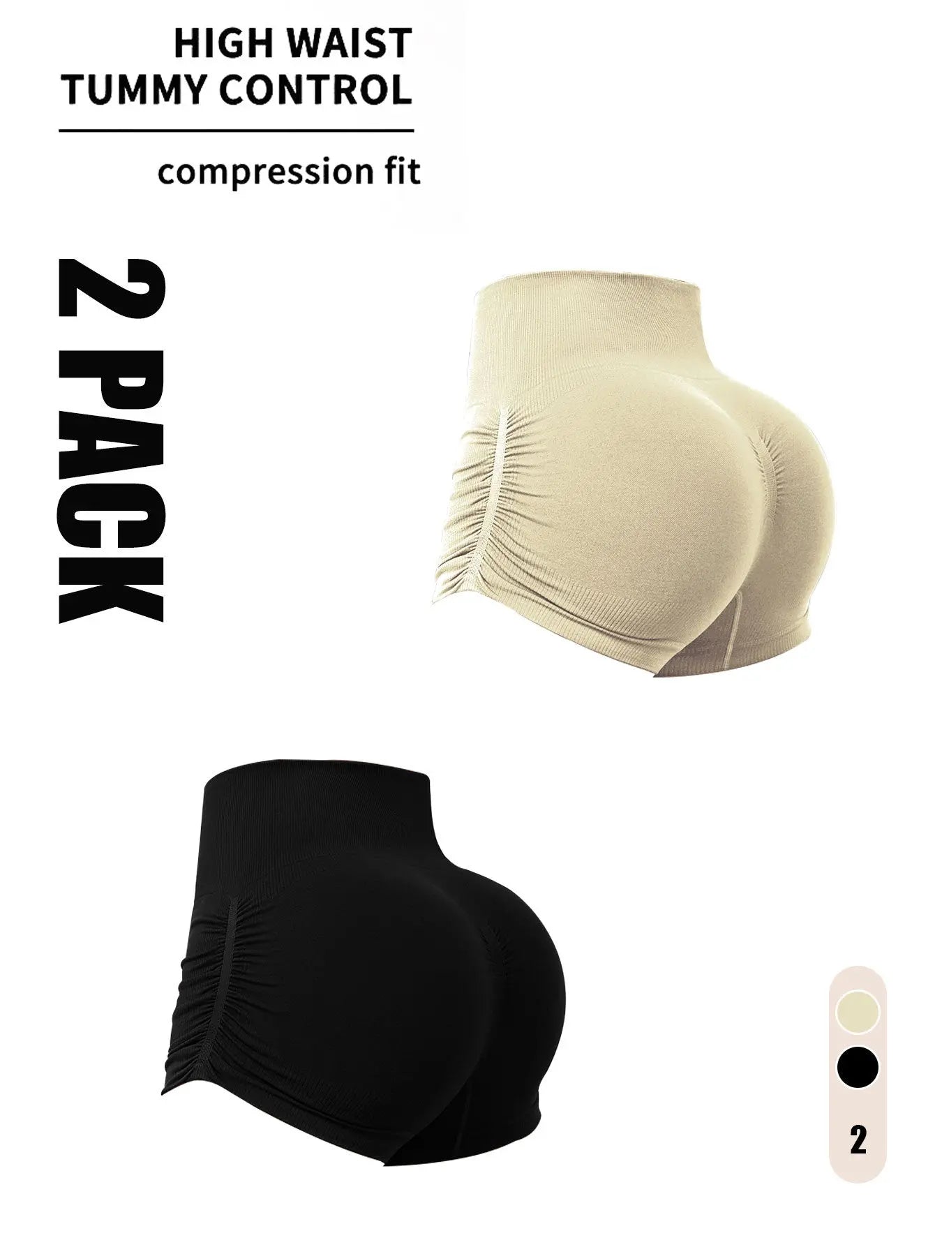 2 Pack Gym Shorts Women, Seamless Yoga Workout Shorts, High-Waisted Scrunch Butt Booty Lifting Athletic Running Shorts Lady T Fashions