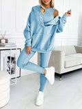 Athleisure Hoodie With Thick Thread Slim-fit Vest Pants Three Pieces Set Lady T Fashions