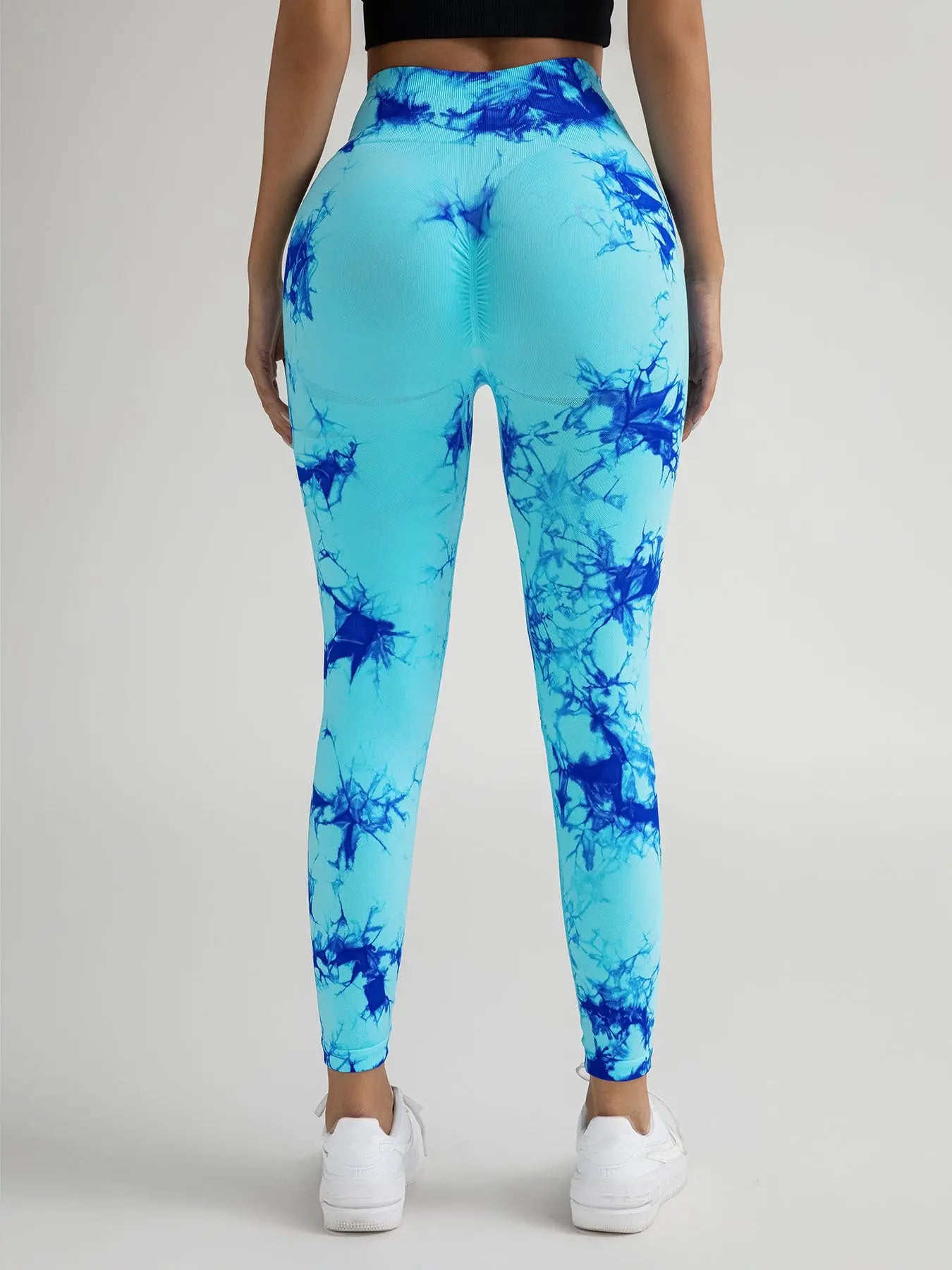2 Pack New Style Hollow-Out Tie-Dye High-Waisted Tummy-Control Yoga Pants Lady T Fashions