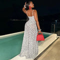 Street Shot Polka Dot Print Sleeveless Sling High Waist Dress Lady T Fashions
