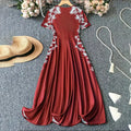 Women's Elegant Short Sleeve Maxi Dresses Casual Empire Waist Long Dress Lady T Fashions