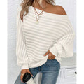 Women's Off Shoulder Sweater Batwing Sleeve Pullover Top Fall Casual Loose Knit Long Sleeve Lady T Fashions