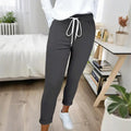 Women's Solid Color Casual Pants - Stretchy Waist With Drawstring Comfortable Lounge Pants Lady T Fashions