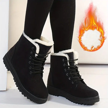 [Winter Snow Boots] Slip-Resistant & Plush Lined Women's Winter Snow Boots | PU Sole, Lace-Up Closure, Cushioned Insole - Cold Weather Boots for Everyday & Formal Outfits - Extended Sizes up to US Women's 44 (EU 43) - Black B Lady T Fashions