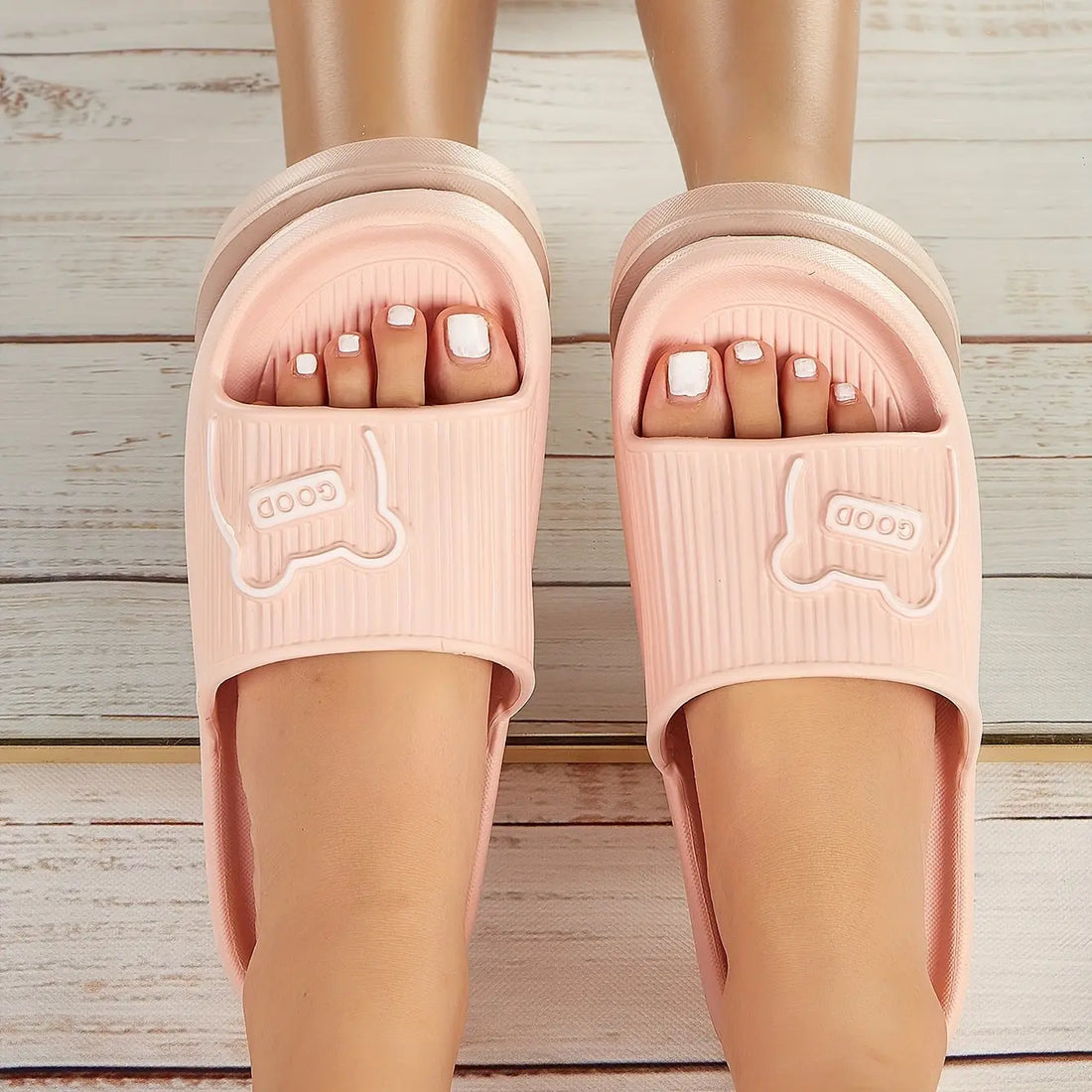 Stylish Striped Women’s Slippers - Open Toe, Comfortable & Non-Slip Indoor Shoes for All Seasons Lady T Fashions