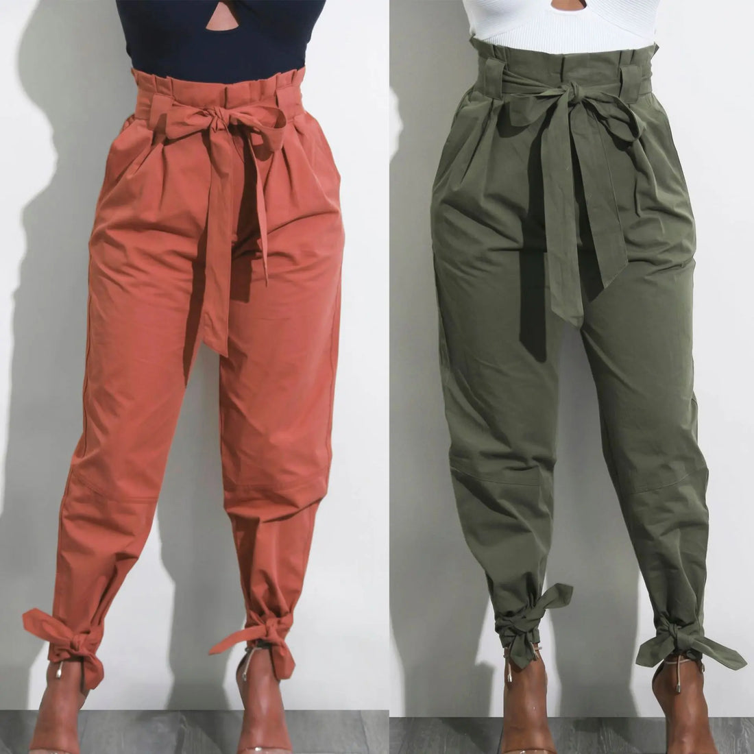 CALOFE Summer Autumn Loose Bow Ruffle Women Pants Summer Casual Belt High Waist Solid Trousers Steetwear Female Pants Lady T Fashions