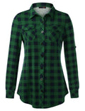Plaid Pouch Button Cuff Comfort And Casual Printed Women's Shirt Lady T Fashions