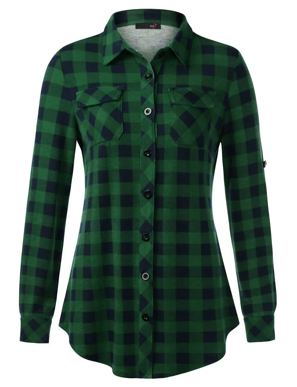 Plaid Pouch Button Cuff Comfort And Casual Printed Women's Shirt Lady T Fashions