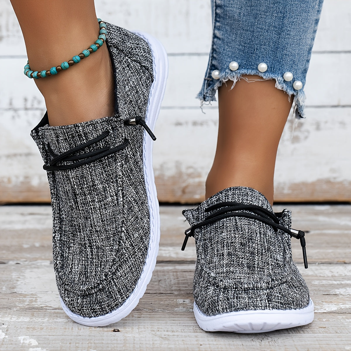 Women's Solid Color Canvas Shoes, Casual Lace Up Flat Sneakers, Women's Daily Travel Shoes Lady T Fashions