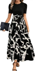 Floral Print Round Neck Exotic Vacation Style Elegant Dress Lady T Fashions