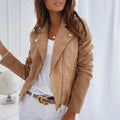 Women's Solid Color Lapel Long Sleeve Zip-Up Jacket With Pockets Casual Spring&Fall Outerwear Lady T Fashions