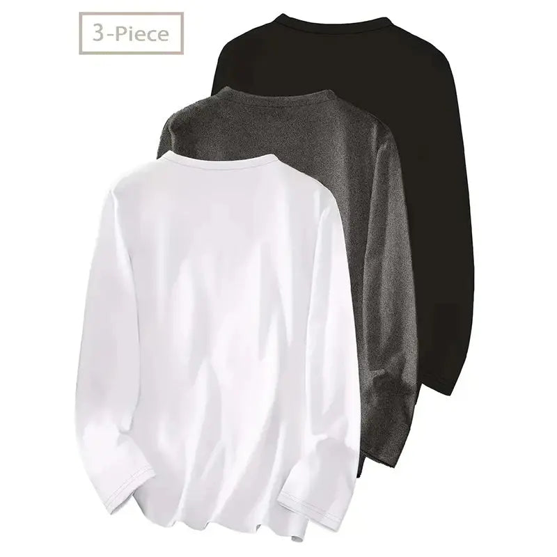 3 Pack Womens Plus Size Long Sleeve Shirts Crew Neck Basic Tee Tops Loose Fit Fall Outfits For Women 1X-5X Lady T Fashions