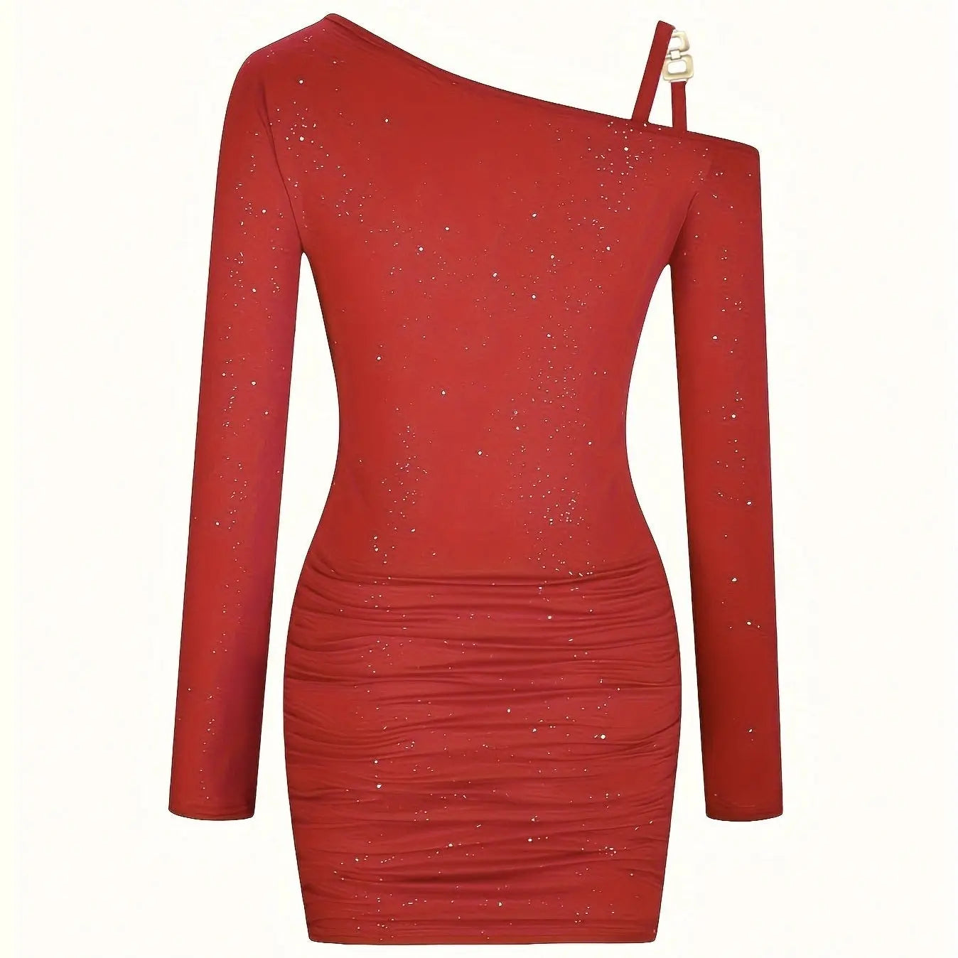Ladies' Off Shoulder Sexy Solid Color Glossy Tight Fitting Dress Lady T Fashions
