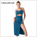 Women's Pure Color Halter Sleeveless Split Dress Lady T Fashions