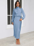 Dress Spring And Autumn Halterneck Long-sleeved Formal Dress Satin Elegant Lady Of Note Evening Dress Lady T Fashions