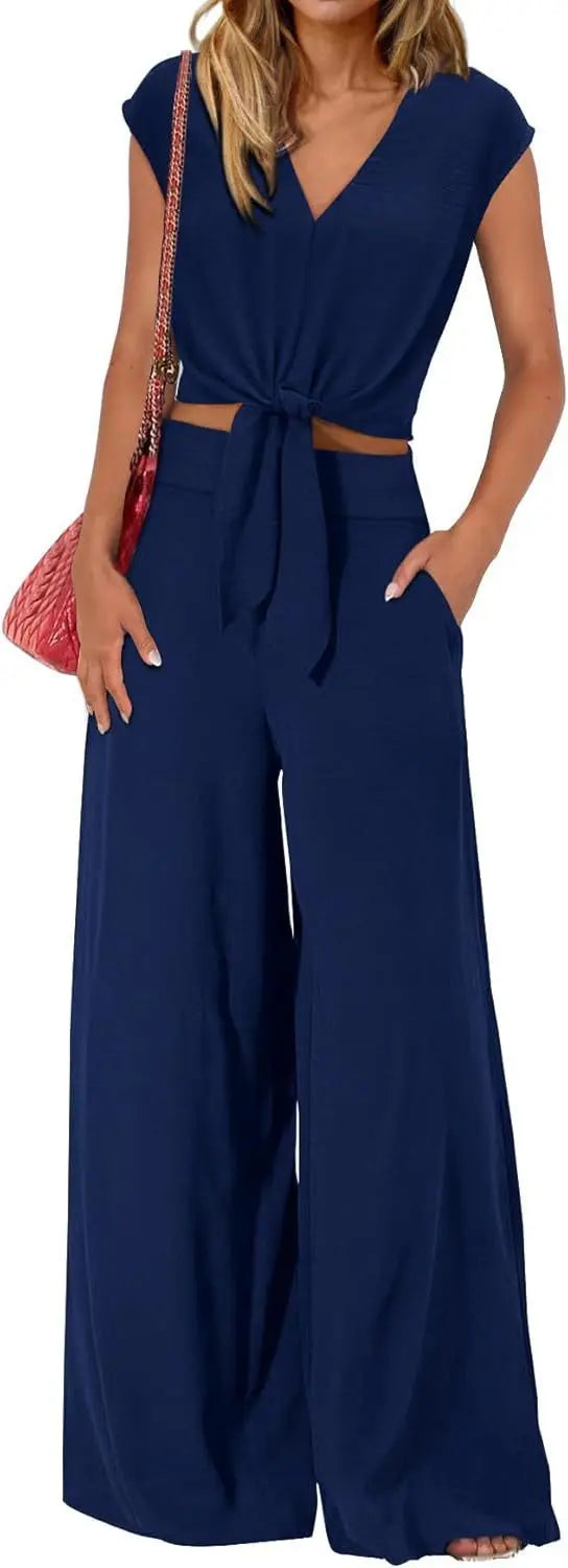 High Waist Slim-fit Wide-legged Pants Suit Lady T Fashions