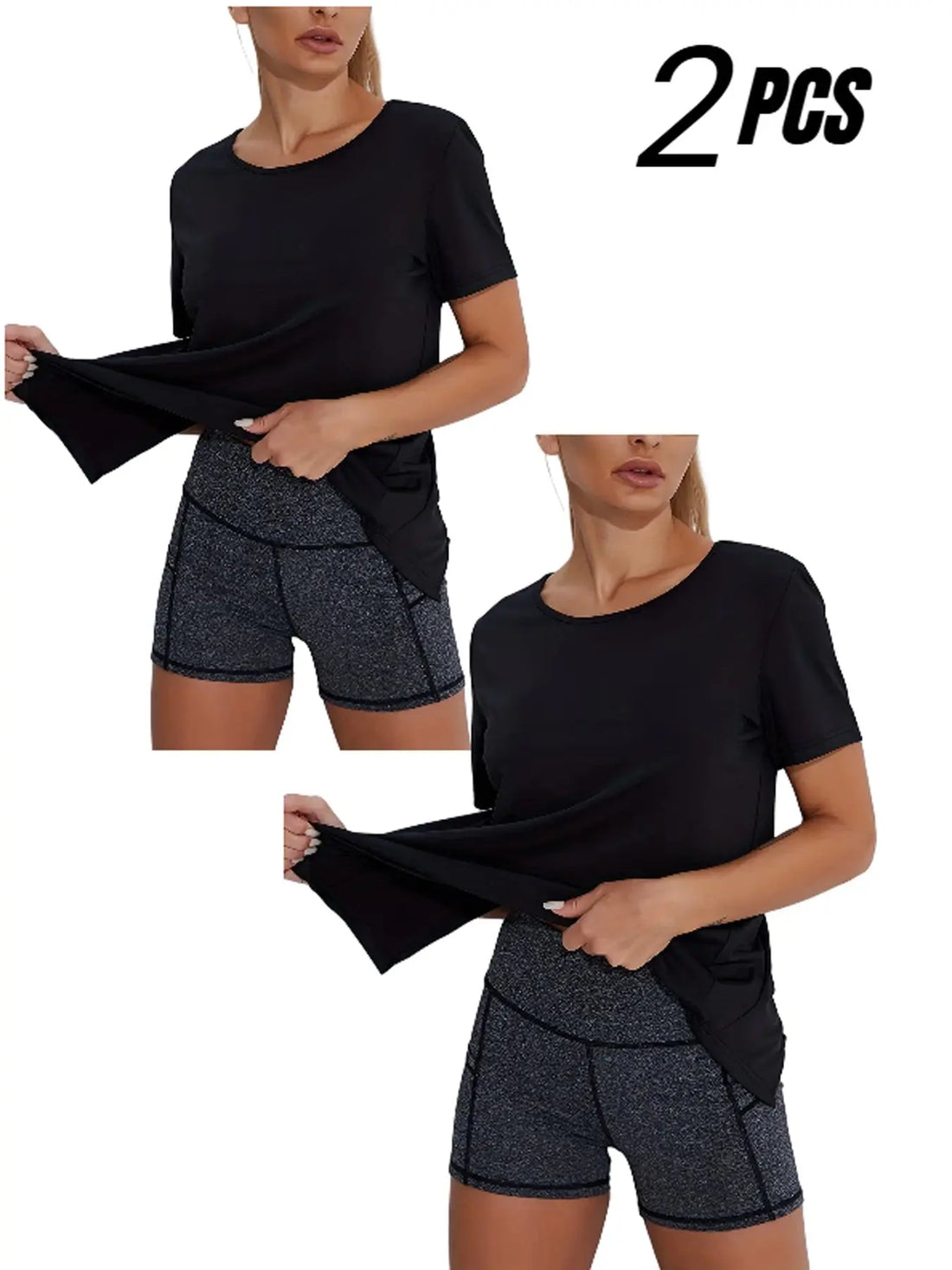 2-Pack  Women Quick-Dry Tees Seamless  Honeycomb Ventilation Yoga Running Gym Lady T Fashions