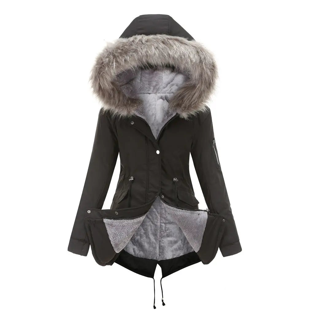 Parka Cotton-padded Coat Mid-length Hooded Lady T Fashions