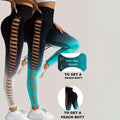 2 Pack Cut Out Ombre Gradient Color Hollow High-waist Butt-lifting Fitness Women's Yoga Pants, Women's High Waist Yoga Pants Cutout Ripped Super Soft And Comfortable Skinny Lady T Fashions