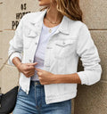 Solid Color Fashion Slim Lapel Denim Jacket Lady T Fashions