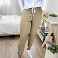 Women's Solid Color Casual Pants - Stretchy Waist With Drawstring Comfortable Lounge Pants Lady T Fashions