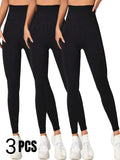 3 Pack Women's Thermal High-Waisted Yoga Pants - Tummy Control Butt Lifting Leggings Lady T Fashions
