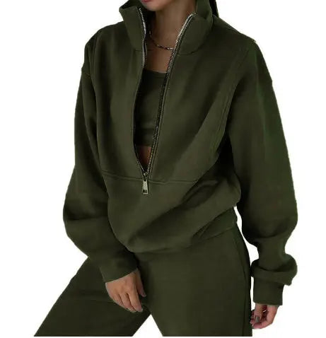 Women's Fashion Fleece Solid Color Sports Casual Suit Lady T Fashions