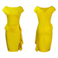 Women's Elegant Ruffle Sleeveless Bodycon Formal Party Cocktail Pencil Midi Dress Lady T Fashions