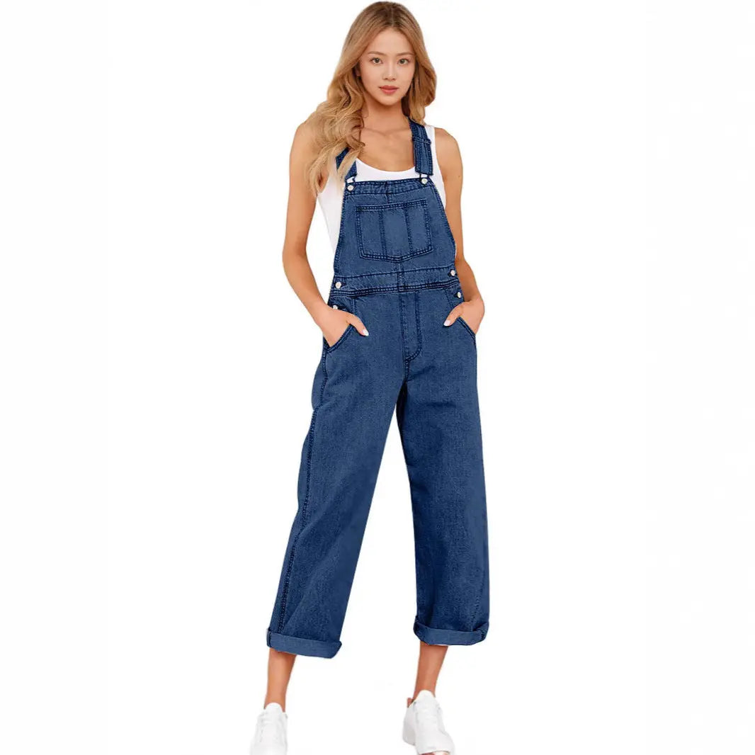 Loose Women's Denim Suspender Pants Lady T Fashions