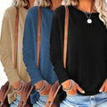 3 Pack Women's Solid Color Casual Set Round Neck Long Sleeve Tops For Spring&Fall Lady T Fashions