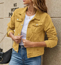 Solid Color Fashion Slim Lapel Denim Jacket Lady T Fashions