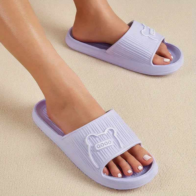 Stylish Striped Women’s Slippers - Open Toe, Comfortable & Non-Slip Indoor Shoes for All Seasons Lady T Fashions