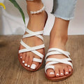 Women's Toe Loop Slide Sandals, Casual Cross Strap Slip On Flats, Lightweight Beach Shoes Lady T Fashions