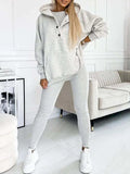 Athleisure Hoodie With Thick Thread Slim-fit Vest Pants Three Pieces Set Lady T Fashions