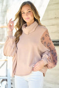 Hailey & Co Leopard Sleeve Color Block Knit Top Lady T Fashions