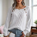 Women's Solid Color Casual Square Neck Button-Detail Knit Top - Textured Ribbed Pattern, Cozy Fall&Winter Sweater Lady T Fashions