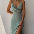 V-neck Slit Sling Dress Summer Fashion Sexy Slim Suspender Dresses For Women Clothing Lady T Fashions