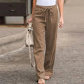Casual Pants Solid Color Lace-Up Casual Loose Straight Trousers Lady T Fashions