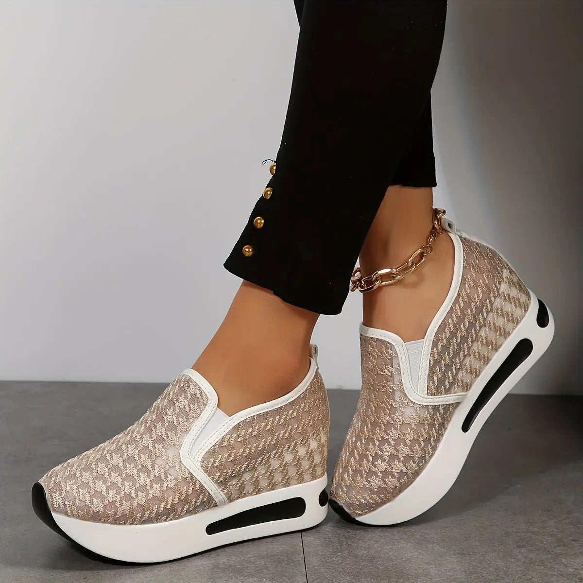 Stunning Floral Lace Platform Shoes - Fashion Sneakers with Height Increasing, Slip-On Design, Low Top Style, and Versatile Casual Wear - Perfect for Everyday Outings and Special Occasions Lady T Fashions