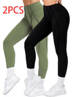 2 Pack Women's Quick Dry High Waist Tummy Control Yoga Pants Workout Leggings With Side Pockets Lady T Fashions