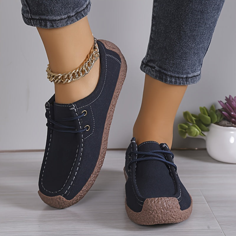 Women's Flat Loafers, Comfy Lace Up Soft Sole Flat Shoes, Casual Non Slip Walking Shoes Lady T Fashions