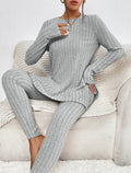 Fashion Casual Long Sleeve Split Irregular Round-neck Shirt Trousers Suit Lady T Fashions