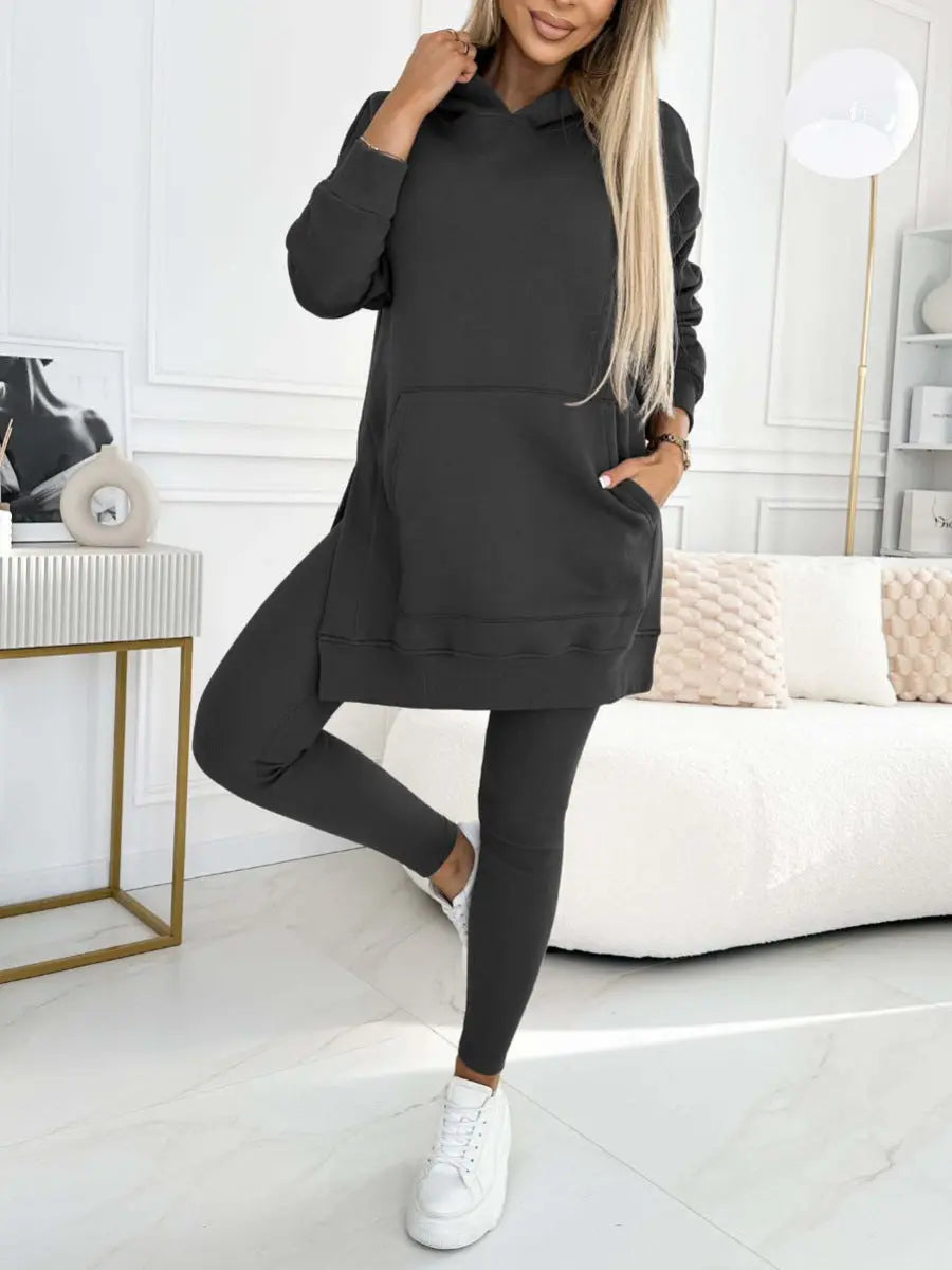 Sports Casual Hooded Sweater Thickened Underwear Leggings Two-piece Suit Lady T Fashions
