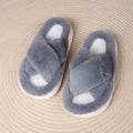 Women's Platform Fuzzy House Slippers, Open Toe Criss Cross Solid Color Casual Home Slides, Women's Indoor Flat Comfy Shoes Lady T Fashions